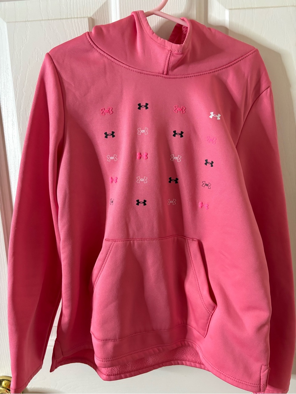 Under Armour Hot Pink Pullover Hoodie with Logo Accents